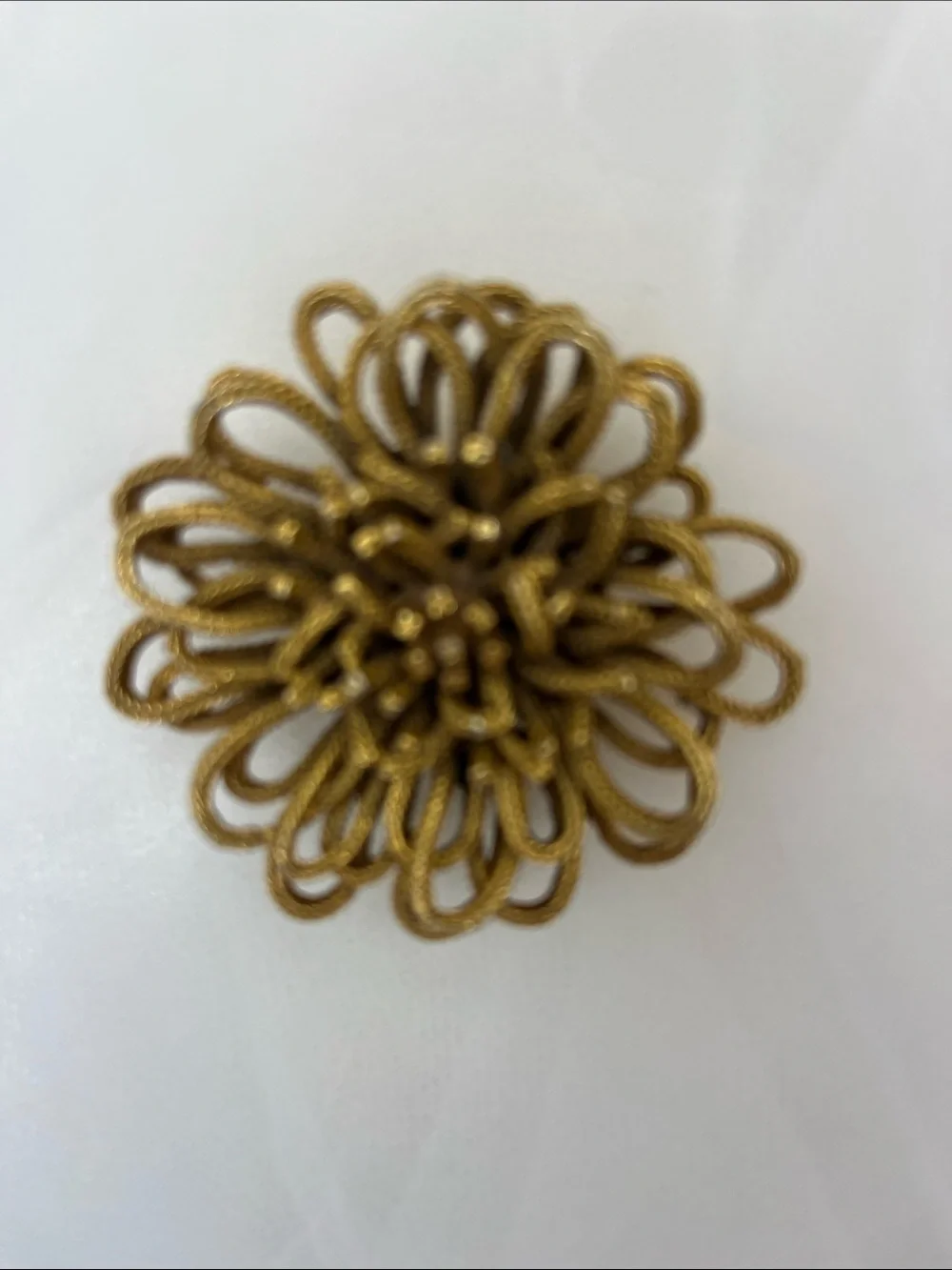 Mid century Floral Gold tone 3D Brooch Pin - Marked Capri